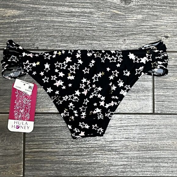 NWT Hula Honey Bikini Bottoms XS Juniors Star Struck Strappy Sides Cheeky - Picture 5 of 9